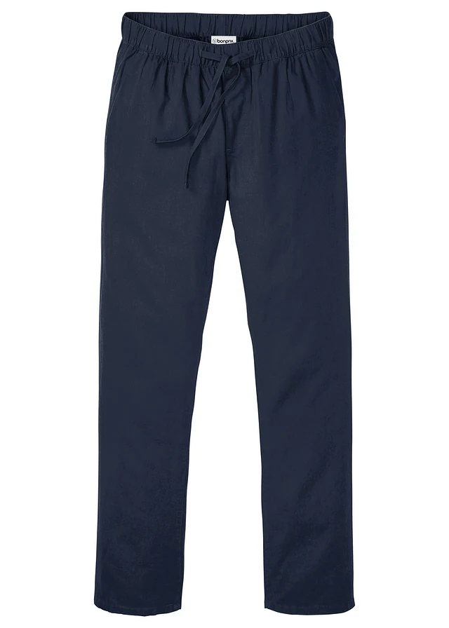 Regular fit chino instapbroek met linnen, straight
