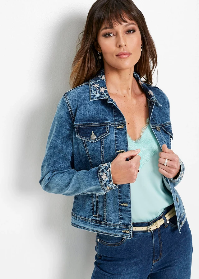 Veste en jean avec broderie