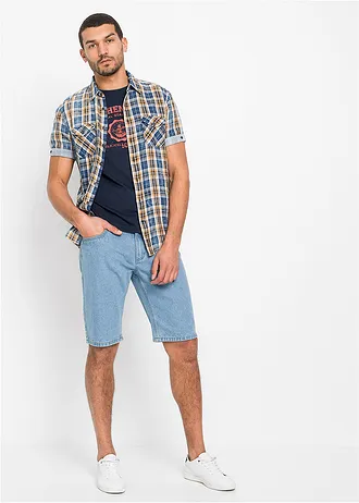 Muscle shirt van biologisch katoen (set van 2) • mineraalblauw met print+donkerblauw met print • bonprix online shop