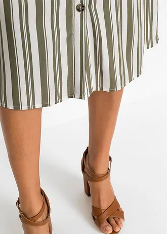 Rochie din viscoză moale • oliv/alb dungat • magazin bonprix