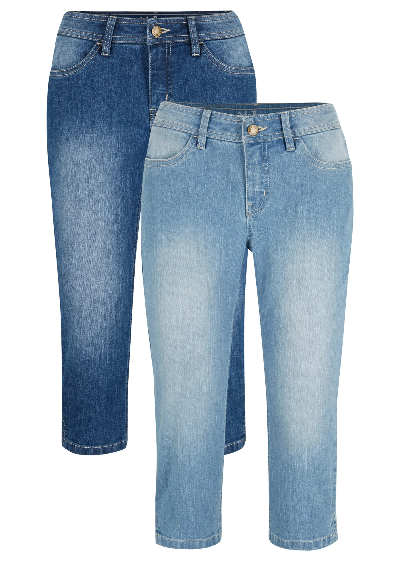 Lot de 2 jeans corsaire • bleu + bleu clair used • Boutique bonprix
