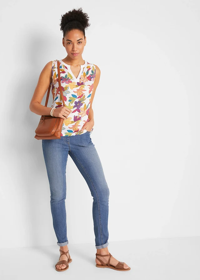 Top en jersey imprimé • blanc à fleurs • product-page.page-title-suffix