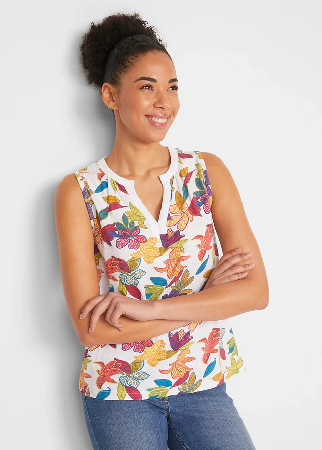 Top en jersey imprimé • blanc à fleurs • product-page.page-title-suffix