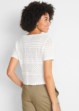 Gehaakte bolero, korte mouw, Kleur: wit