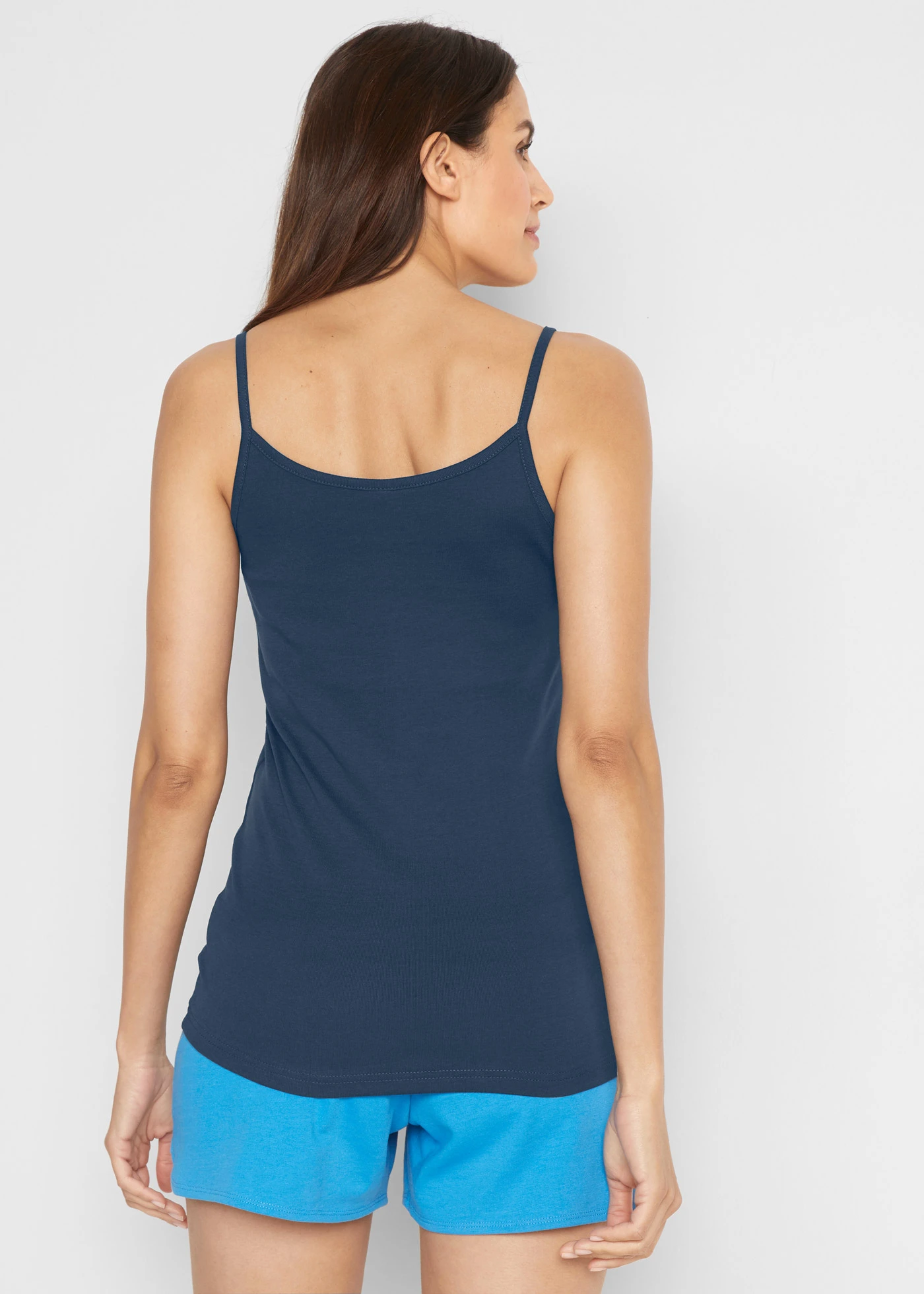 Top met spaghettibandjes van puur katoen (set van 3) • avondrood+turkoois+donkerblauw • bonprix online shop