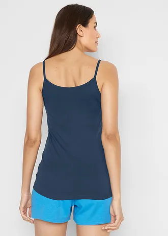 Top met spaghettibandjes van puur katoen (set van 3), Kleur: avondrood-turkoois-donkerblauw