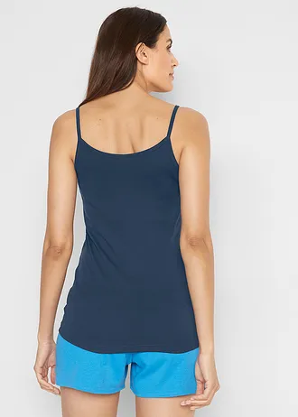 Top met spaghettibandjes van puur katoen (set van 3) • avondrood+turkoois+donkerblauw • bonprix online shop