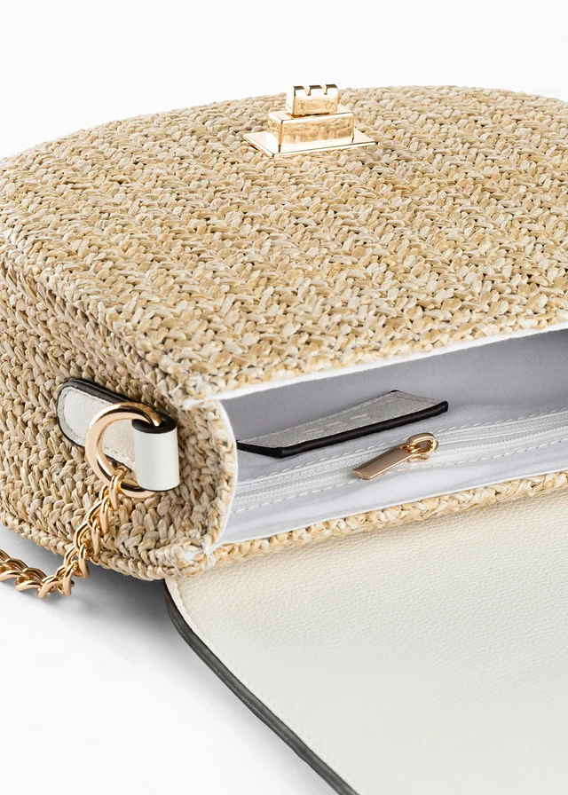 Kabelka Crossbody v slamenom vzhľade • biela/prírodná • obchod bonprix