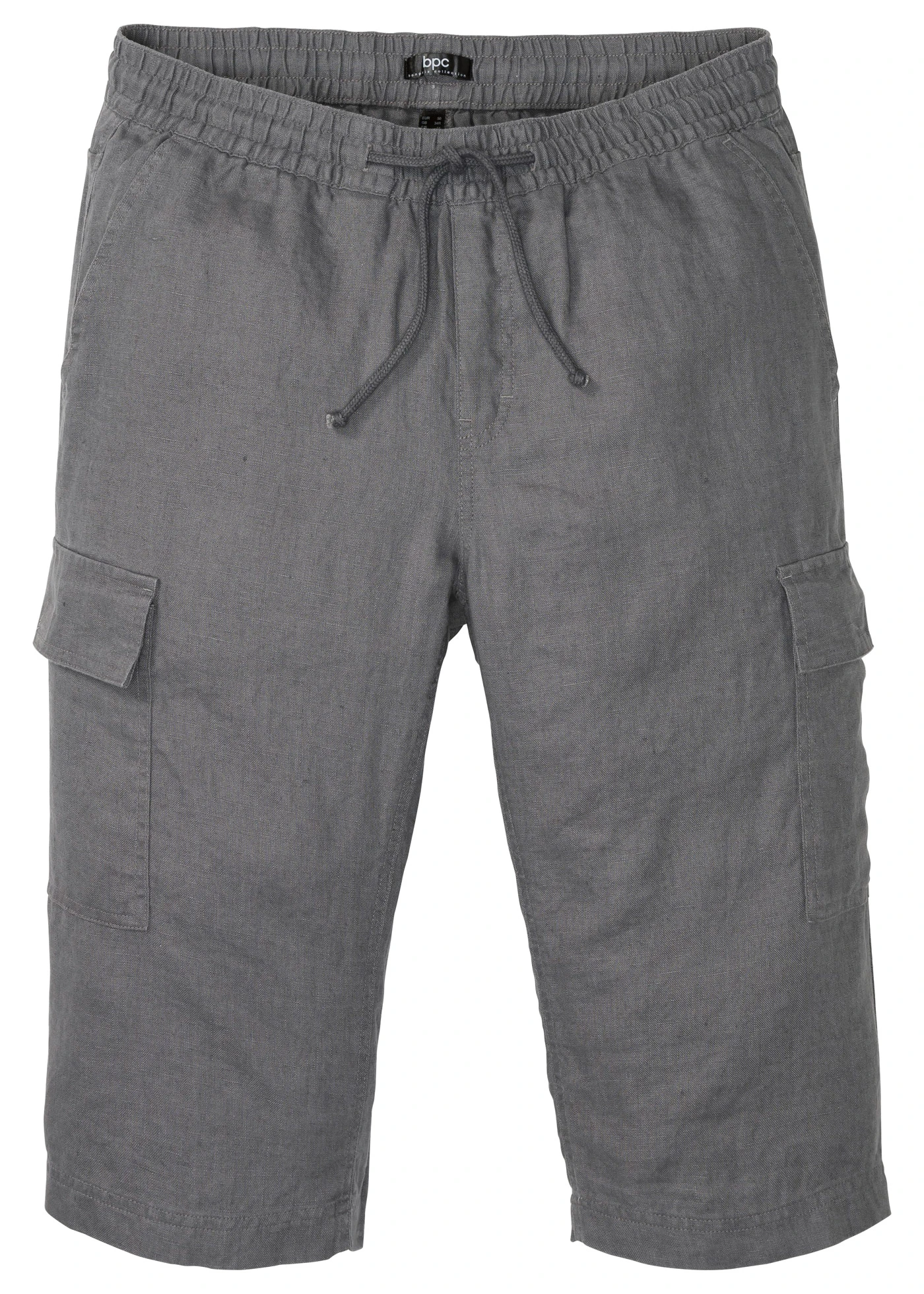 Cargo instapbermuda met linnen, regular fit • rookgrijs • bonprix online shop