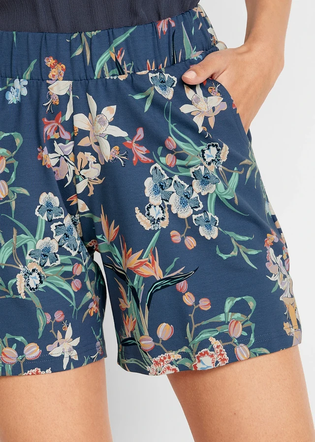 Jersey short van een elastische katoenmix (set van 2) • indigo + indigo gedessineerd • product-page.page-title-suffix