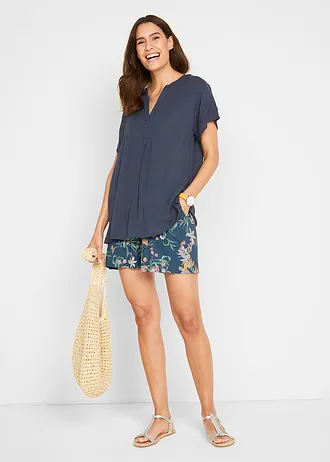 Jersey short van een elastische katoenmix (set van 2) • indigo + indigo gedessineerd • bonprix online shop