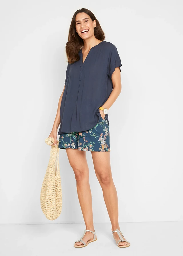 Jersey short van een elastische katoenmix (set van 2) • indigo + indigo gedessineerd • product-page.page-title-suffix