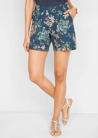 Jersey short van een elastische katoenmix (set van 2) • indigo + indigo gedessineerd • bonprix online shop