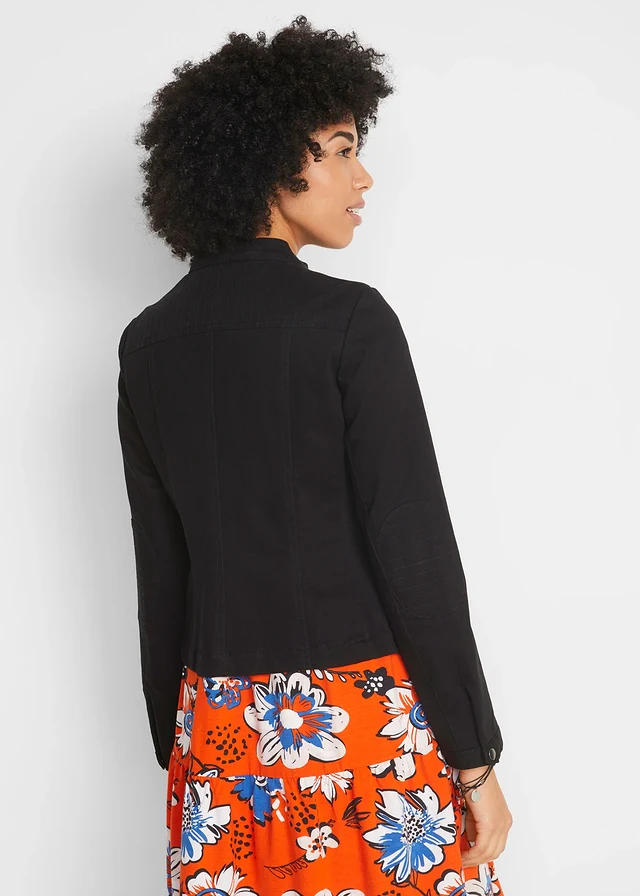 Veste en coton twill avec empiècements latéraux extensibles, Couleur: noir