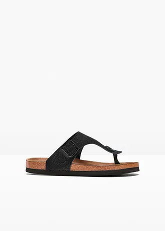 Teenslippers met glitters • zwart • bonprix online shop
