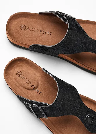 Teenslippers met glitters • zwart • bonprix online shop
