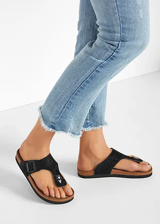 Teenslippers met glitters • zwart • bonprix online shop