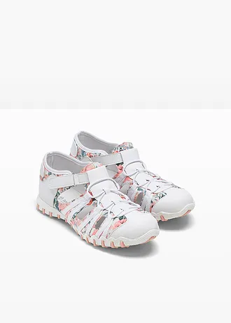 Buty wsuwane na profilowanej podeszwie • biało-jasnoróżowy w kwiaty • sklep bonprix