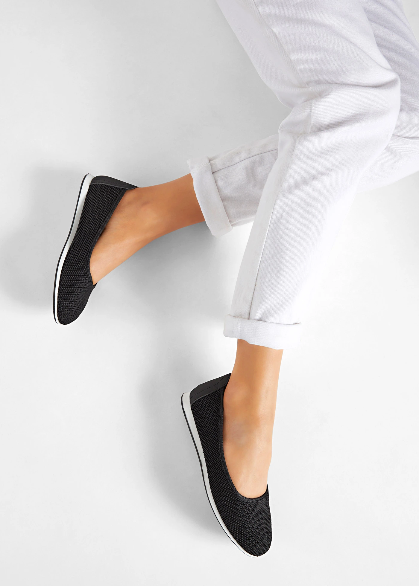 Comfort ballerina's met stretch fit • zwart • bonprix online shop