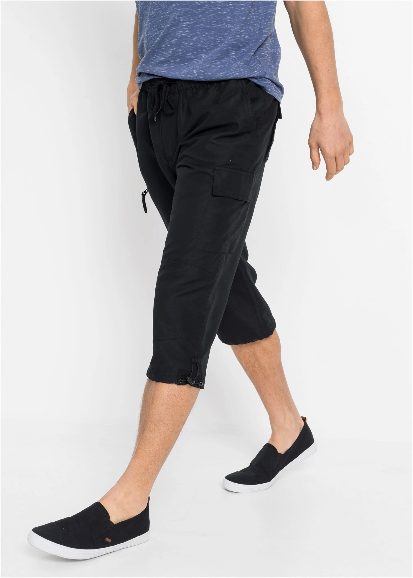 Pantalon 3/4 en microfibre, regular • noir • Boutique bonprix