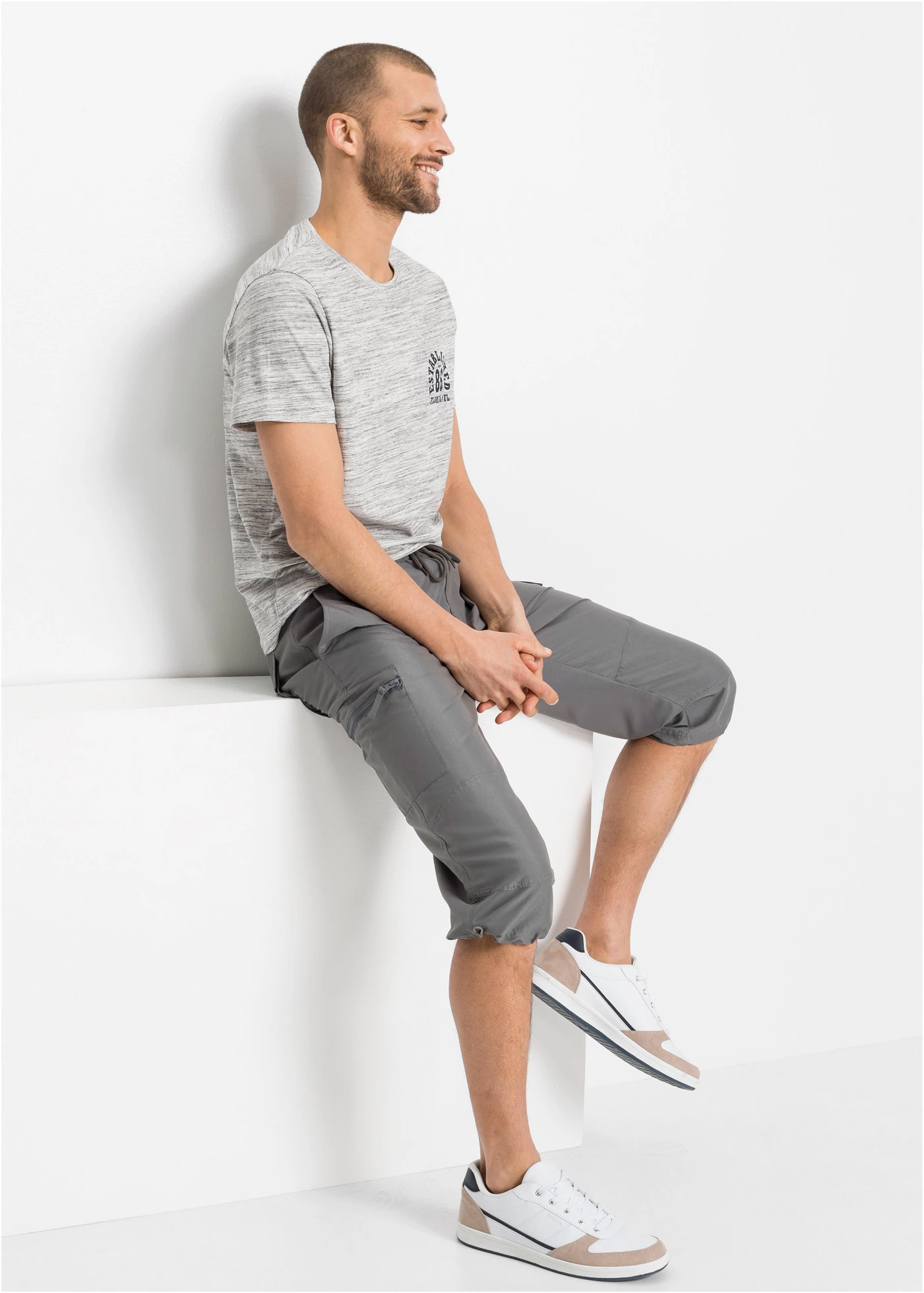 3/4 kalhoty z mikrovlákna, Regular Fit • kouřově šedá • bonprix obchod