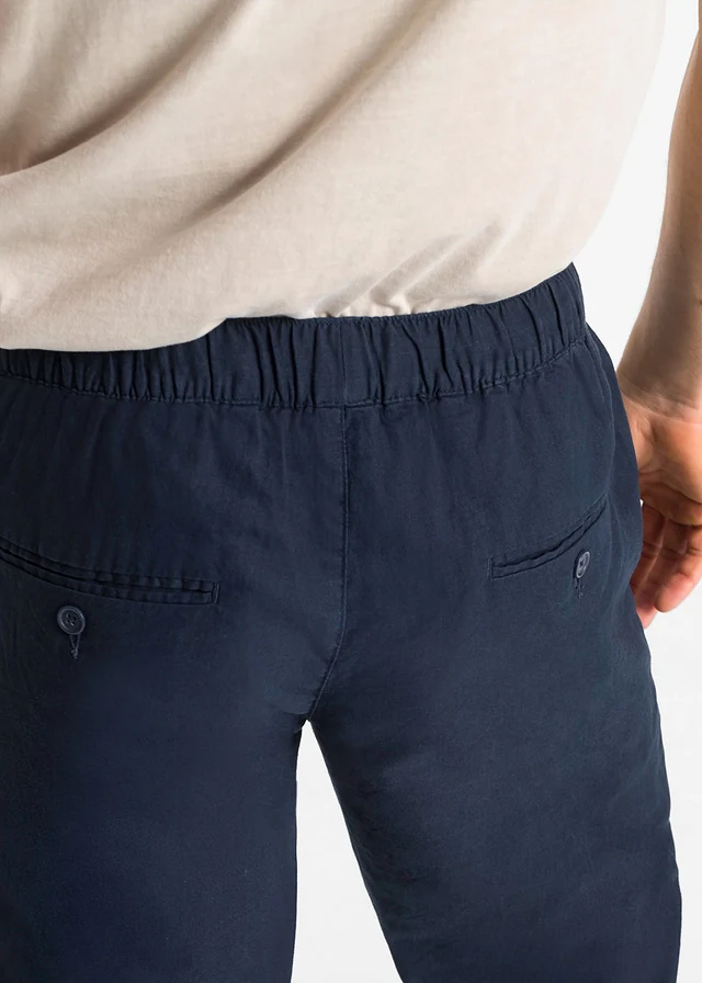 Regular fit chino instapbroek met linnen, straight • donkerblauw • product-page.page-title-suffix