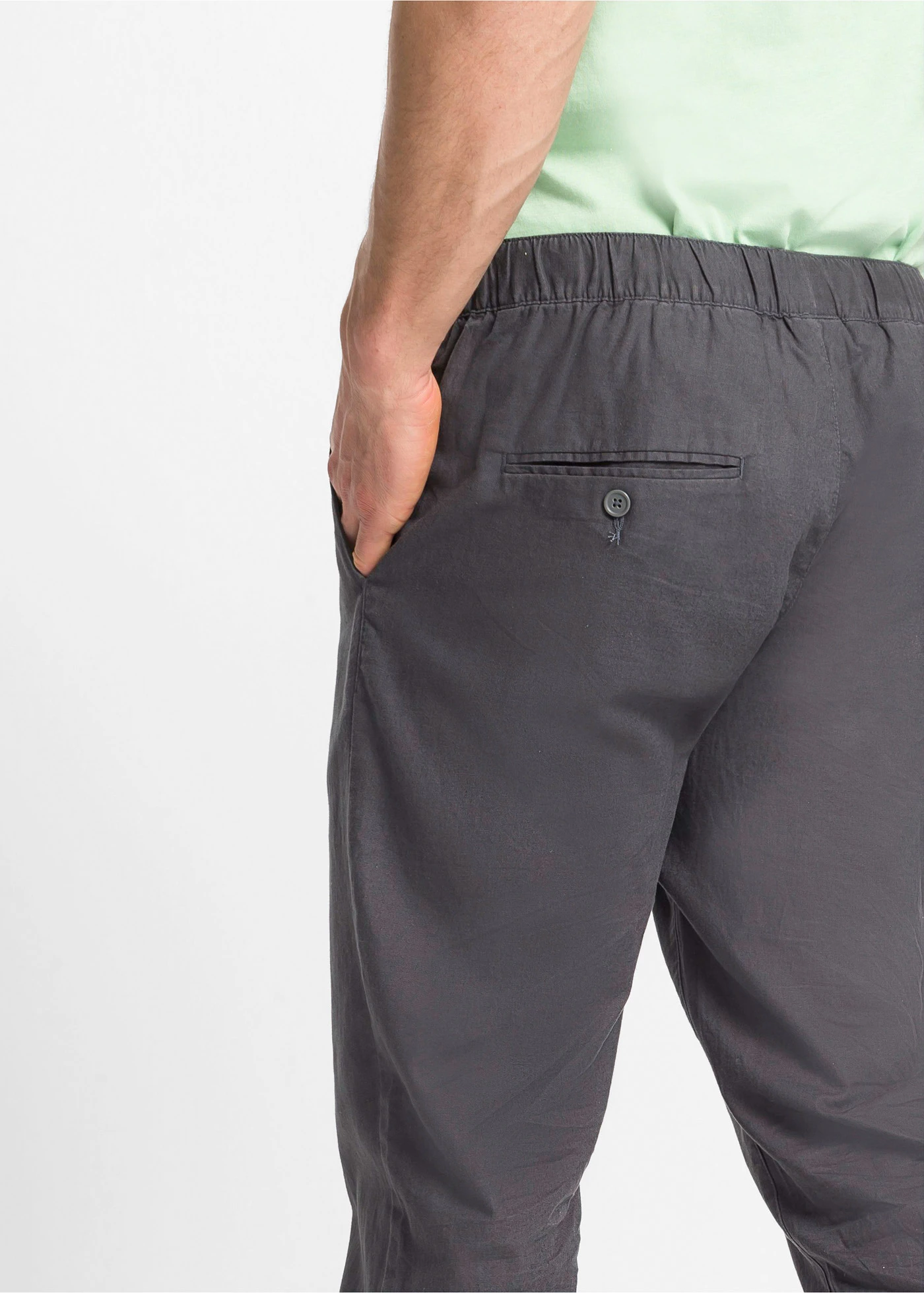 Nohavice bez zapínania, Regular Fit Straight,voľný plátený mix • bridlicovo sivá • obchod bonprix