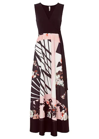 Robe longue • noir-rose-blanc à fleurs • Boutique bonprix