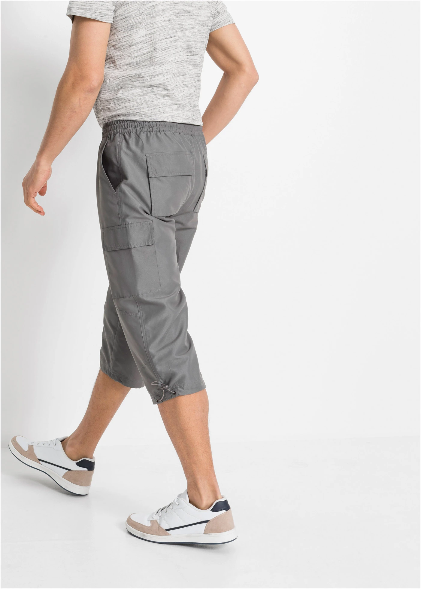 Spodnie 3/4 z mikrofibry w fasonie regular fit • dymny szary • sklep bonprix