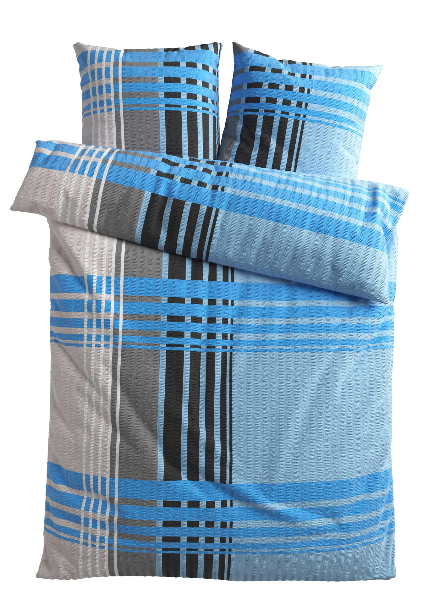 Dekbedovertrek van seersucker • blauw • bonprix online shop