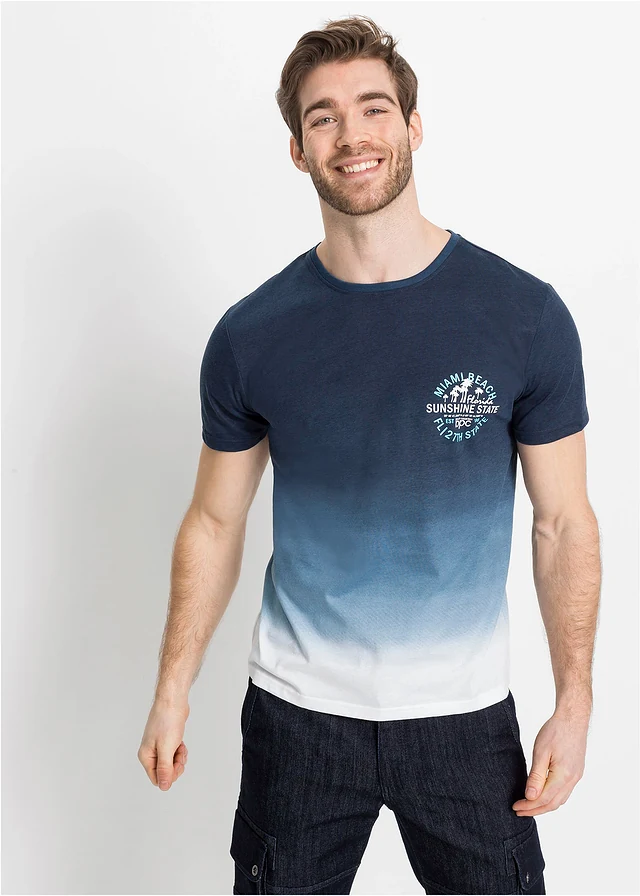 T-shirt van katoen • donkerblauw met print • product-page.page-title-suffix