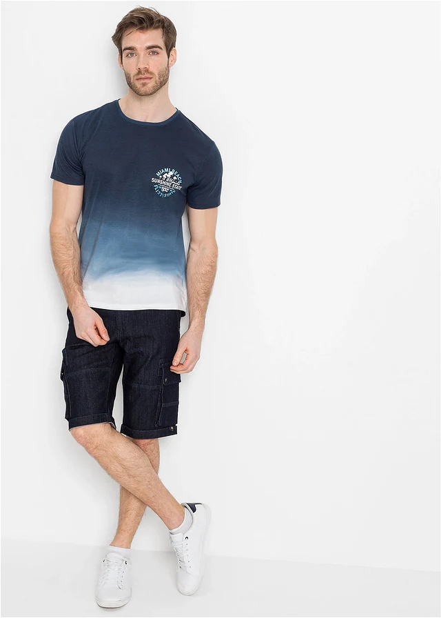 T-shirt van katoen • donkerblauw met print • product-page.page-title-suffix