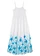 Robe longue en viscose fluide, Couleur: blanc-bleu océan