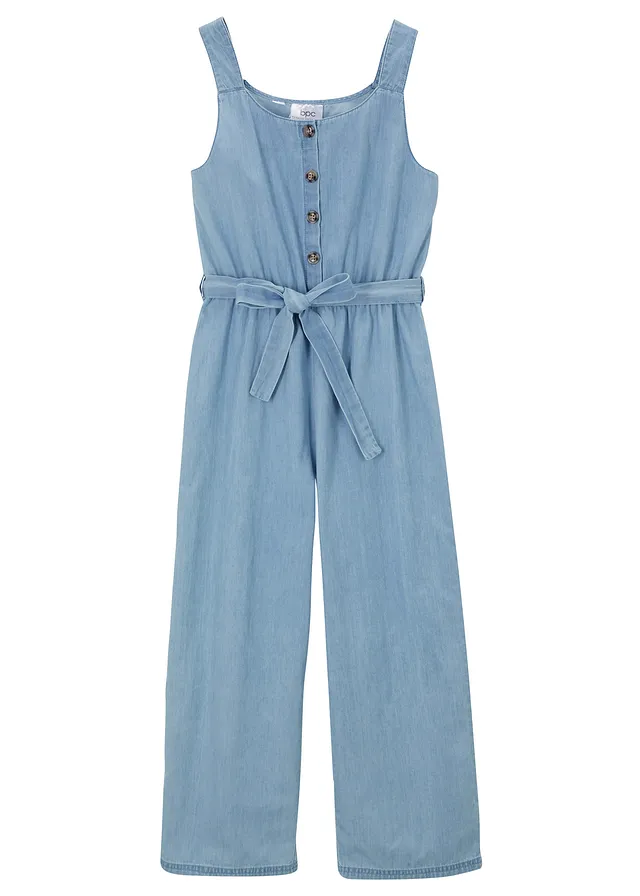 Spijkerjumpsuit van katoen, Kleur: lichtblauw denim bleached