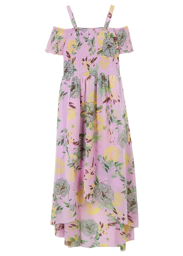 Carmen jurk met bloemenprint, Kleur: soft lila gebloemd