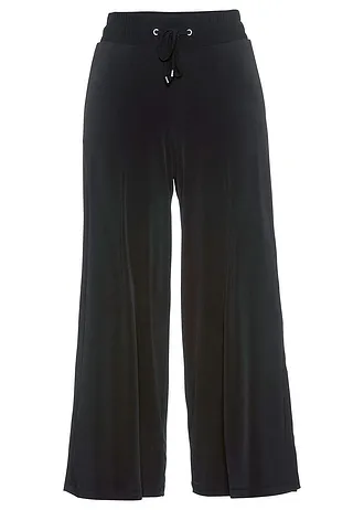 Jersey broek met een comfortabele band • zwart/zilverkleur • bonprix online shop