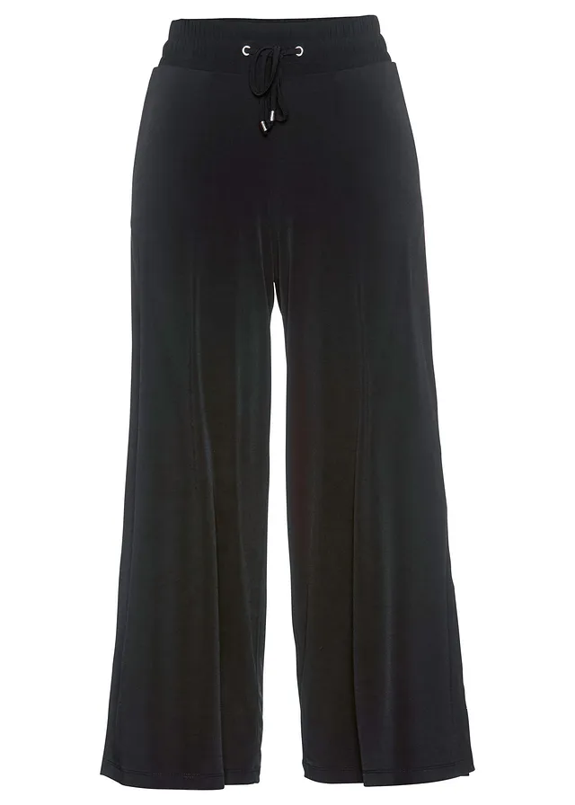 Jersey broek met een comfortabele band • zwart/zilverkleur • bonprix online shop