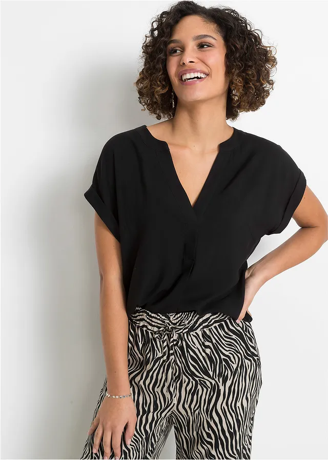 Tuniek van viscose, Kleur: zwart