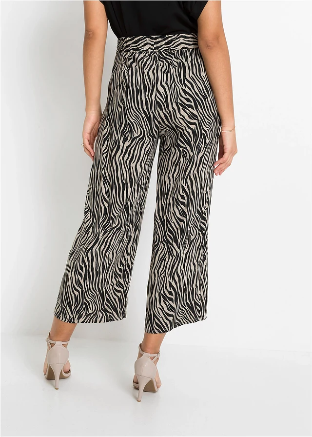Gedessineerde culotte van soepele viscose, Kleur: zebraprint zwart-sand