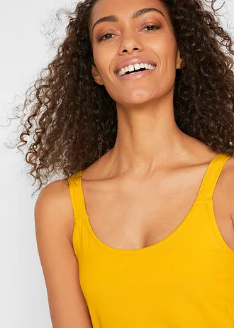 Lot de 2 débardeurs longs • jaune safran/bleu foncé • Boutique bonprix