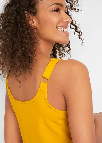 Katoenen longtop met verstelbare schouderbandjes (set van 2) • saffraangeel - donkerblauw • bonprix online shop