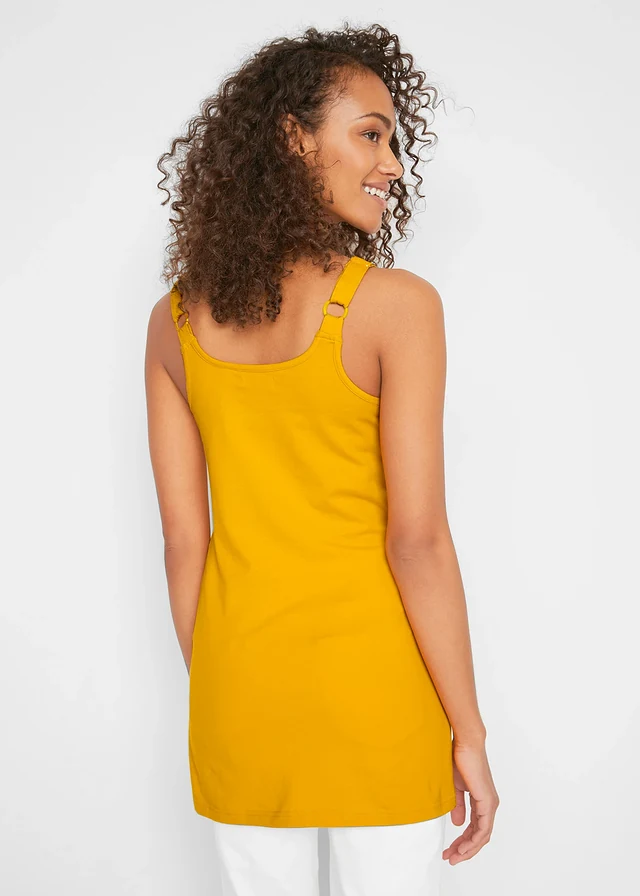 Lot de 2 débardeurs longs, Couleur: jaune safran/bleu foncé
