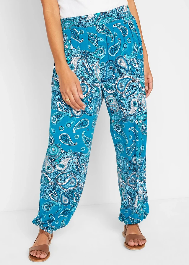 Sarouel fluide en jersey viscose • turquoise paisley • product-page.page-title-suffix