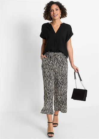 Tuniková halenka z čisté viskózy, barva: černá