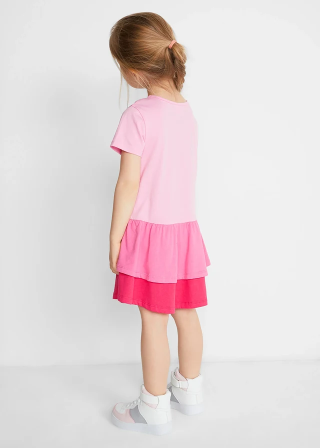 Meisjes jurk en poppenjurk (2-dlg. set) van biologisch katoen, Kleur: roze-pink
