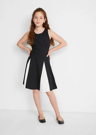 Robe en jersey 100% coton, Couleur: noir-écru