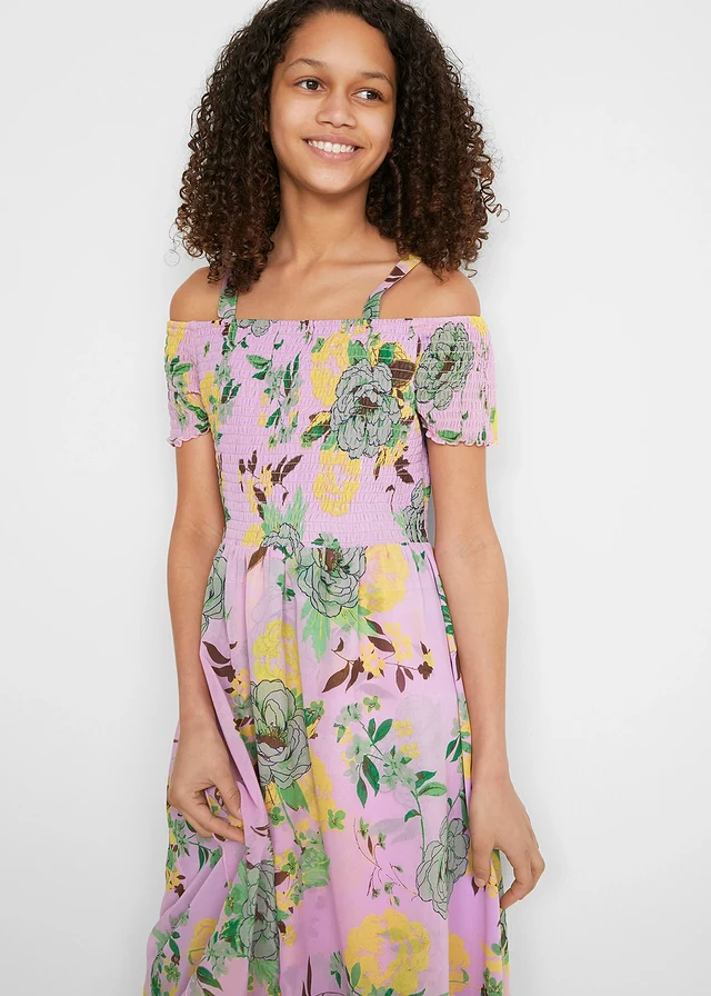 Robe à col Bardot • mauve clair floral • product-page.page-title-suffix