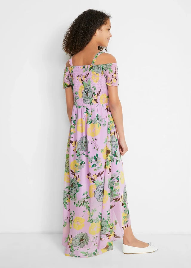 Carmen jurk met bloemenprint, Kleur: soft lila gebloemd