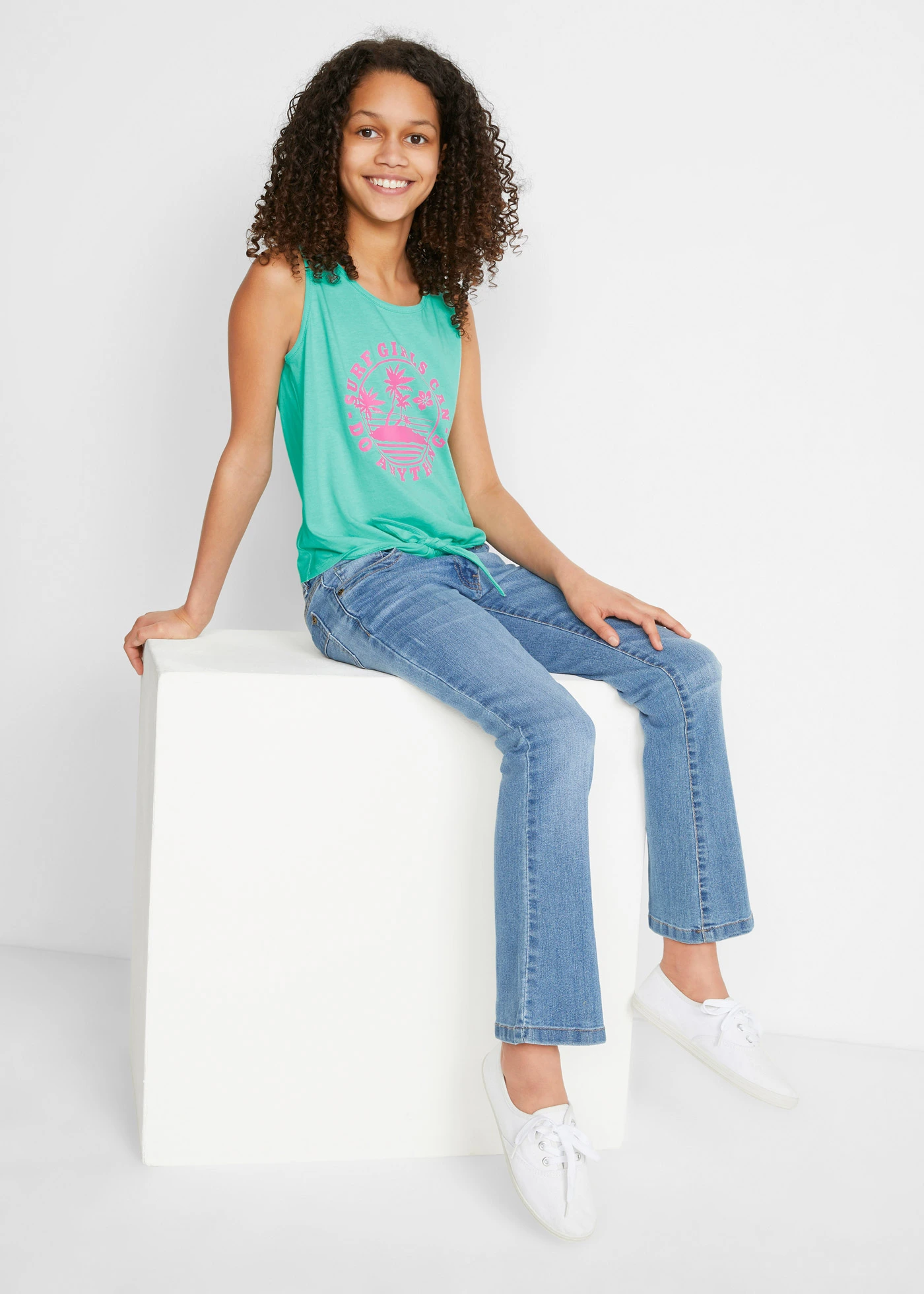 Top z čisté organické bavlny (2 ks v balení) • světle fuchsiová + mentolově modrá • bonprix obchod