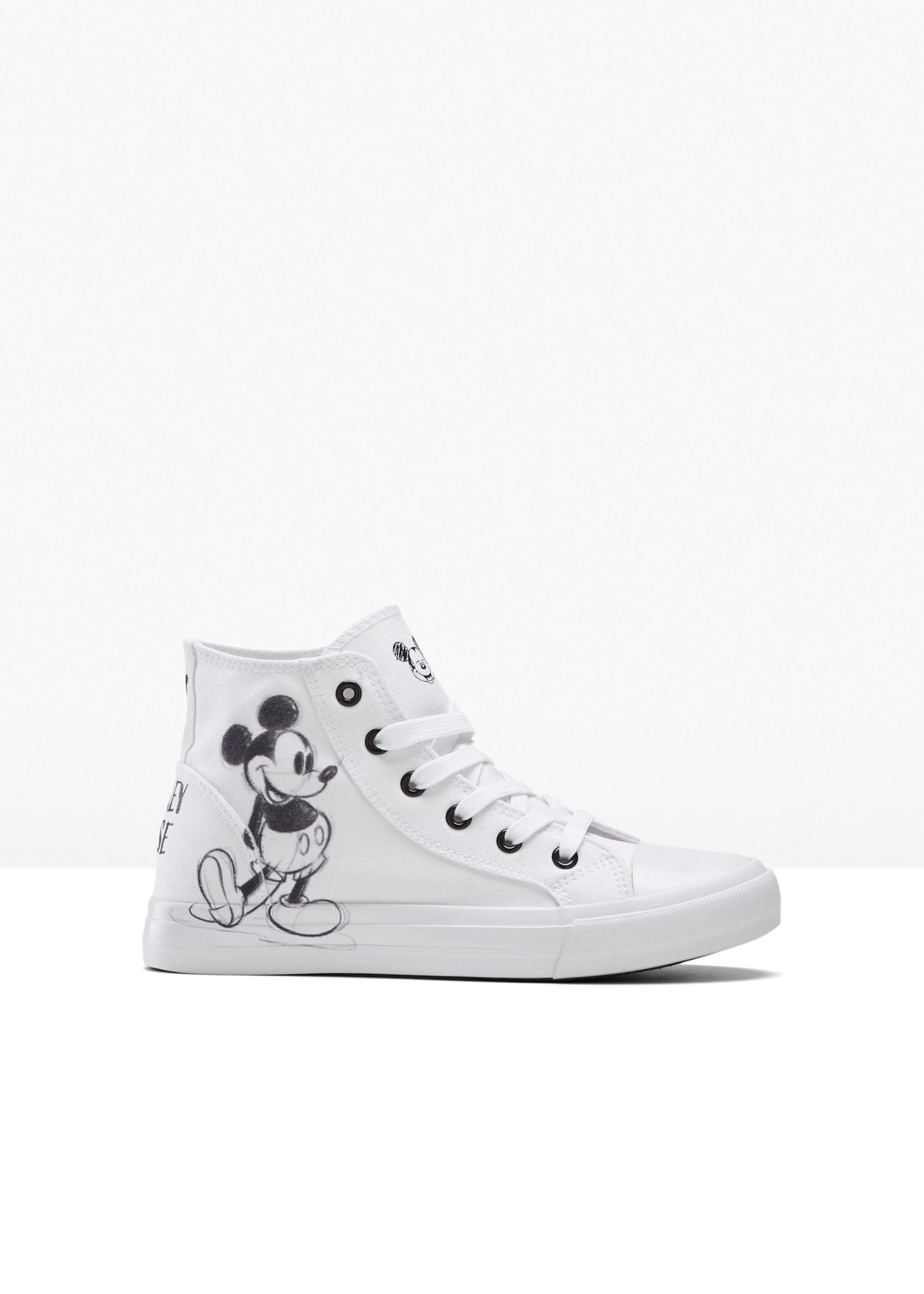 Baskets montantes Disney Mickey en toile coton • blanc/noir • Boutique bonprix